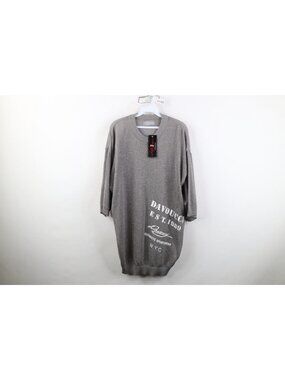 Deadstock Vintage 90s Davoucci Mens 2XL XXL Short Sleeve Knit Sweater Silver